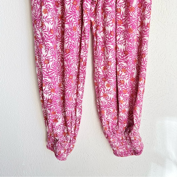 Anthropologie Boho Abstract Pink Floral Jogger Lounge pants Size m - Picture 8 of 12